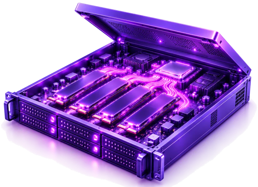 Bên trong máy chủ VPS NVMe với các ổ SSD NVMe