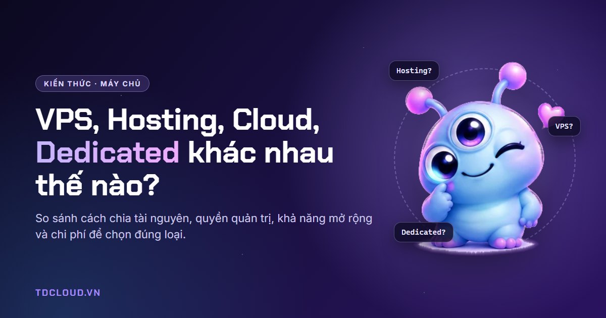 VPS, Hosting, Cloud Server và Dedicated Server khác nhau thế nào? Nên chọn loại nào